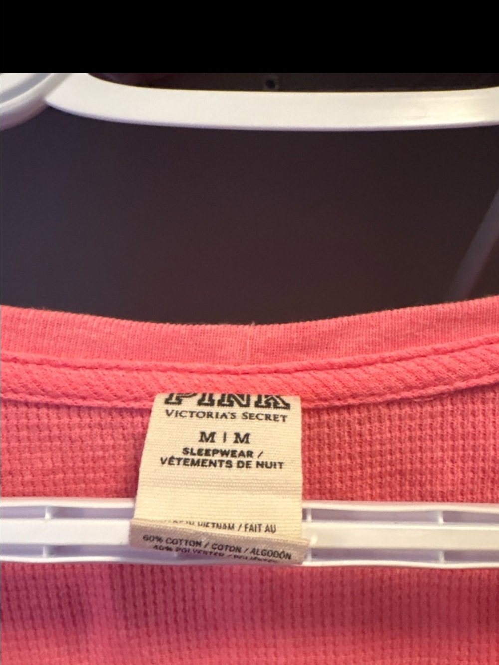 PINK Victoria's Secret Coral Waffle-Knit Sleep Top